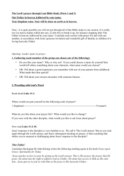 The Lord`s prayer through Lent Bible Study