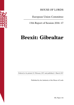 Brexit: Gibraltar - Publications.parliament.uk