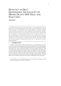Hung out to Dry? Questioning the Legality of Minnie Dean`s 1895