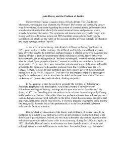 John Dewey and the Problem of Justice The