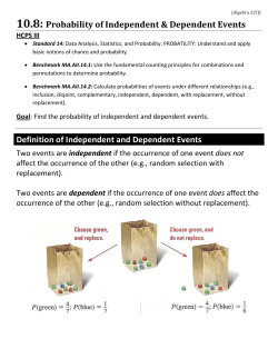 Definition of Independent and Dependent Events
