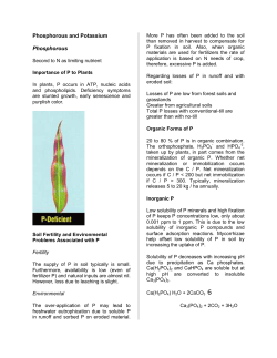 P and K - School of Plant, Environmental and Soil Sciences