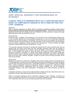 jdrf special request for expressions of interest: clinical trials to