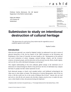 Submission to study on intentional destruction of cultural