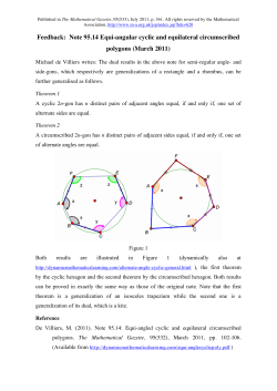 Feedback: Equi-angular cyclic and equilateral circumscribed