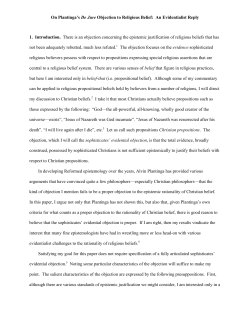 On Plantinga`s De Jure Objection to Religious