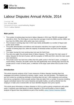 Labour Disputes Annual Article, 2014