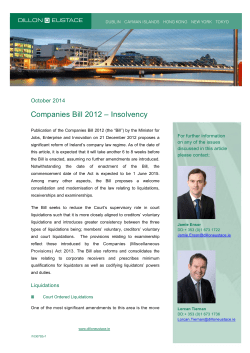 Companies Bill 2012 – Insolvency