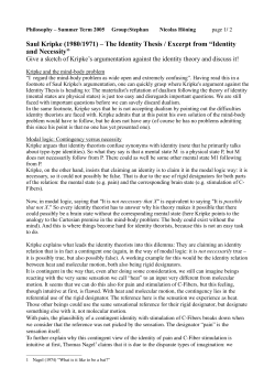 The Identity Thesis / Excerpt from &ldquo;Identity and Necessity&rdquo;