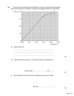 Q1. A manufacturer of springs tests the properties of a spring by