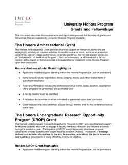 The Honors Ambassadorial Grant