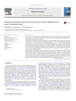 Submarine landslides and fault scarps along the eastern