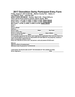 The 2017 Marion County Fair Demolition Derby Entry Blank and