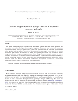 Decision support for water policy: a review of economic concepts