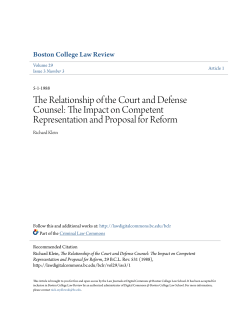 The Relationship of the Court and Defense Counsel