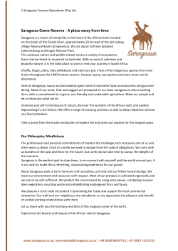 Saragossa Game Reserve - A place away from time