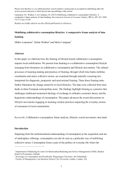 1 Mobilising collaborative consumption lifestyles: A