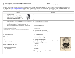 The 1920`s Internet Treasure Hunt&mdash;Background Information Name