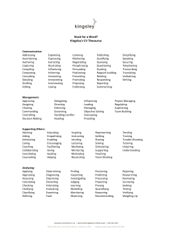 JOB THESAURUS Not sure which words to use to describe your