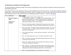 The Emotions and Activities of First Stage Labor