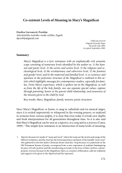 Co-existent Levels of Meaning in Mary`s Magnificat