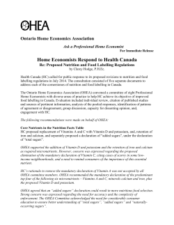 Home Economists Respond to Health Canada