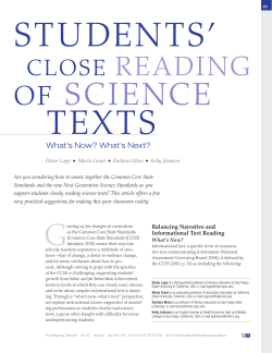 Students Close Reading of Science Texts