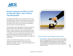 Wanted: Salesperson - Key Traits in Top Salespeople