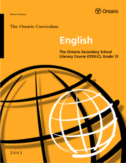 English &ndash; The Ontario Secondary School Literacy Course