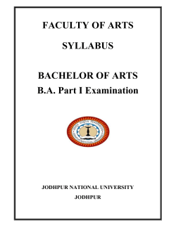 FACULTY OF ARTS SYLLABUS BACHELOR OF ARTS B.A. Part I