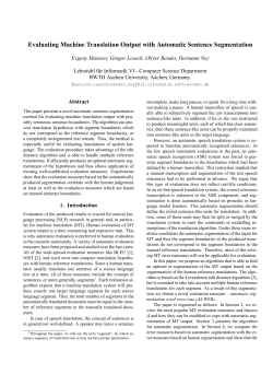 Evaluating Machine Translation Output with Automatic Sentence