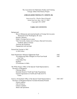 1 The Association for Diplomatic Studies and Training Foreign