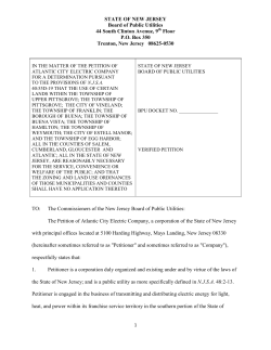 STATE OF NEW JERSEY Board of Public Utilities 44 South Clinton