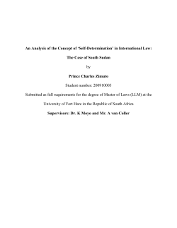 An Analysis of the Concept of `Self-Determination` in International