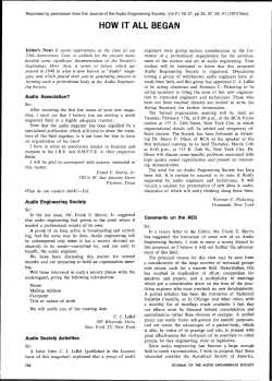 how it all began - Audio Engineering Society