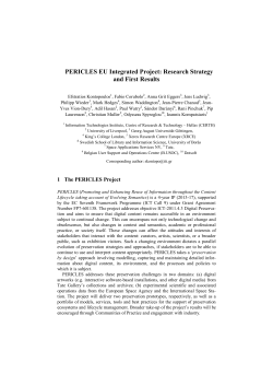 PERICLES EU Integrated Project: Research Strategy