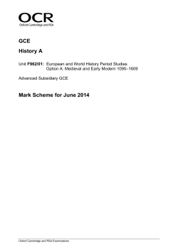 Mark scheme F962/01 European and World History Period