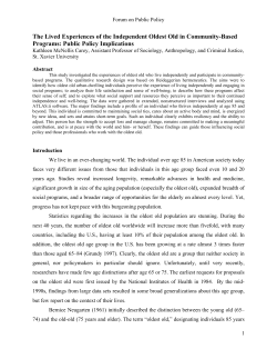 The Lived Experiences of the Independent Oldest Old in Community