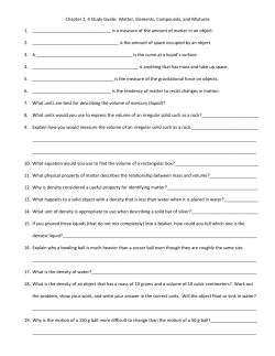 Chapter 2, 4 Study Guide: Matter, Elements, Compounds, and