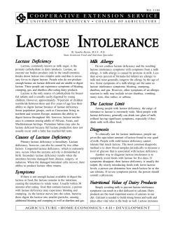 Lactose Intolerance - UK College of Agriculture