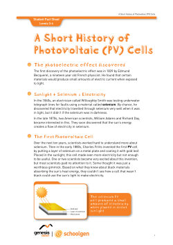 A Short History of Photovoltaic (PV) Cells