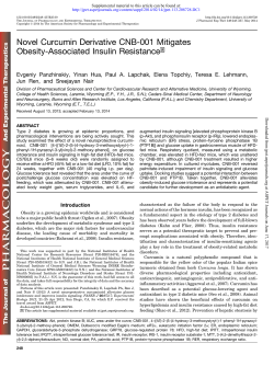 Novel Curcumin Derivative CNB-001 Mitigates Obesity