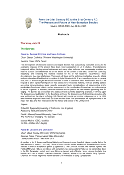 The Present and Future of Neo-Sumerian Studies Abstracts