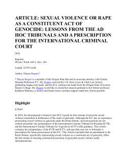 Sexual Violence or Rape as a Constituent Act of Genocide