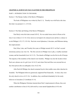 SURVEY OF PAUL`S LETTER TO THE PHILIPPIANS