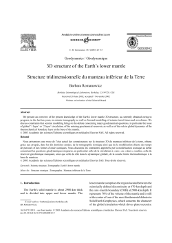 3D structure of the Earth`s lower mantle Structure tridimensionnelle