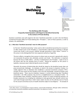 Beneficial Ownership - Wolfsberg Principles