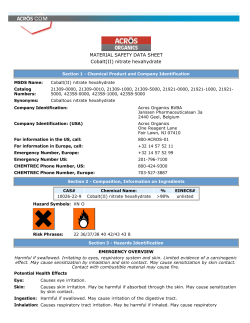 MATERIAL SAFETY DATA SHEET Cobalt(II) nitrate hexahydrate