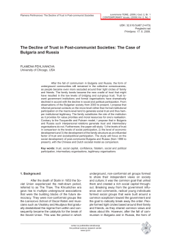 The Decline of Trust in Post-communist Societies: The Case of