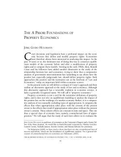The A Priori Foundations of Property Economics